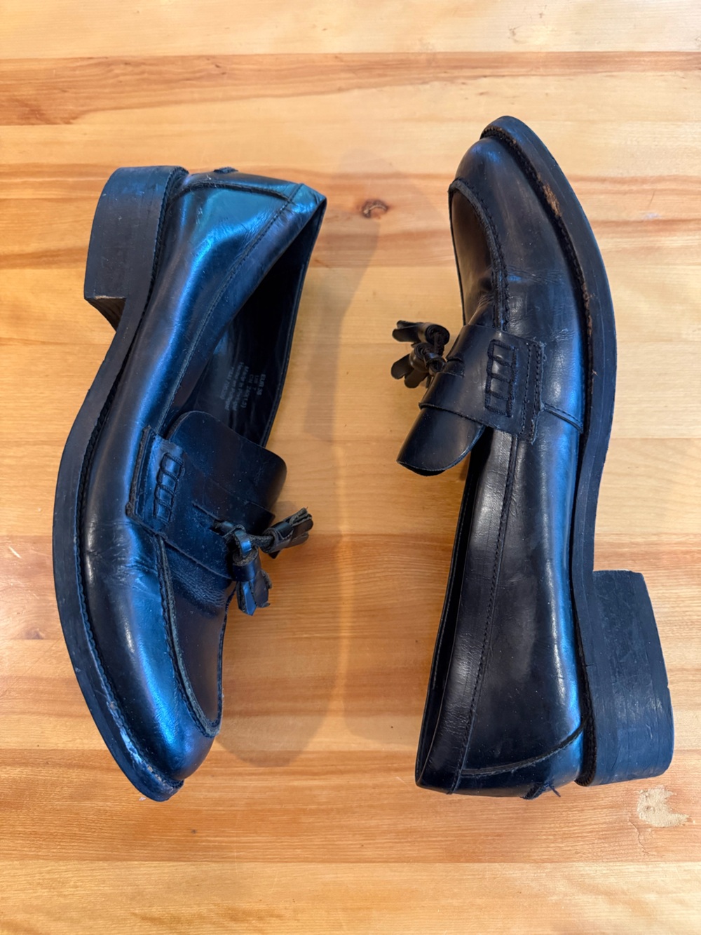 H&M Black Leather Tassel Loafers for Men